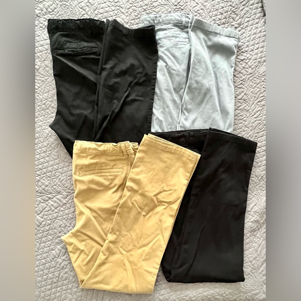 4 pr of The Children’s place flat from stretch chino pants 14 Husky uniform